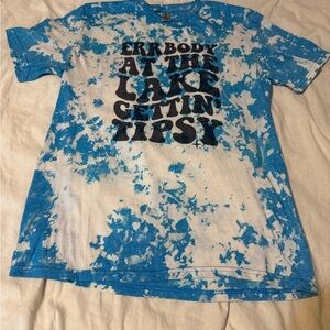 Blue and White Graphic T-Shirt
